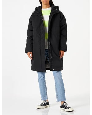 JACK & JONES Womens Long Black Hood Coats Long Sleeves