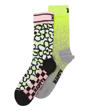 2-pack Unisex Kleurrijke Feestsokken Geschenkdoos Set - Geel