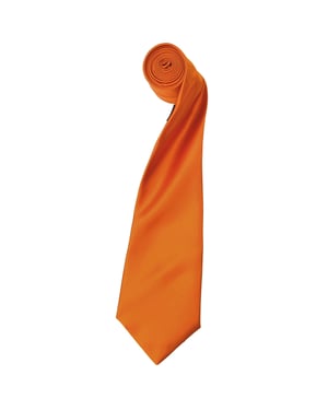 Premier Mens Plain Satin Tie (Narrow Blade) (Pack of 2) (Orange)