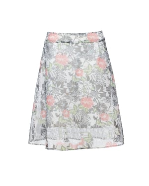 Gebloemde Burn-Out Viscose Blend Knielange Cloche RokLinnen overhemd met knoopsluiting
