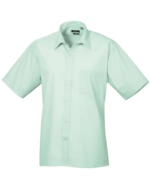 Premier Heren Korte Mouw Formele Poplin Gewoon Werk Shirt (Aqua)