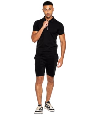 Enzo | Mens Polo Tracksuit Set - Black