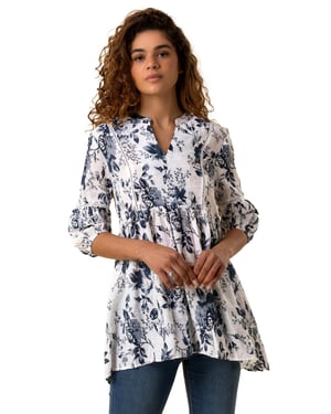 Floral Print Notch Neck Top