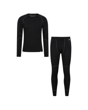 Mountain Warehouse Heren Asgard Merino Wol Base Layer Set (Zwart)