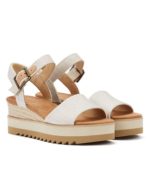 TOMS Diana Canvas Wedge Natural Vita sandaler för kvinnor