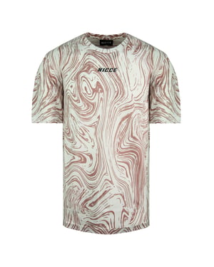 Nicce Korte Mouw Crew Neck Wit Roze Heren Ash T-Shirt 211 1 09 05 0338