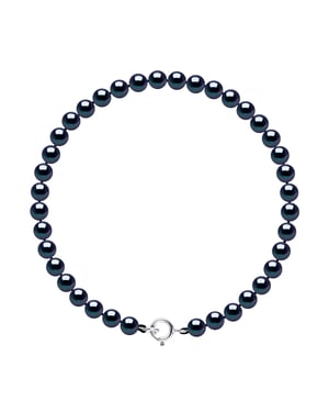Kralen armband Zoetwater 4-5mm Ronde Zwart Wit Goud 18 Karaat