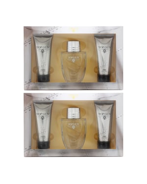 Top Gun Chevron Eau De Toilette 100ml Hair & Body Wash, Aftershave Balm Gift Set X 2