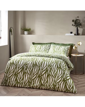 Hoem Frond Abstract Cotton Rich Reversible Duvet Cover Set