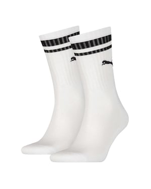 Puma Unisex Adult Heritage Stripe Crew Socks (pak van 2) (Wit/zwart)