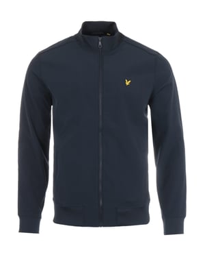 Lyle & Scott softshell jack met ritssluiting en trechterhals - donkerblauw