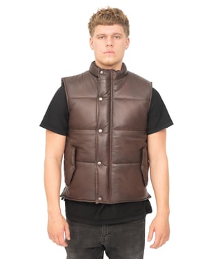 Klassiek leren puffervest voor heren - Nottingham