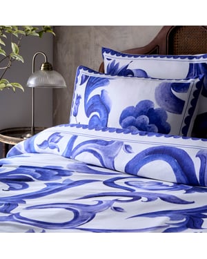 Paoletti Azzurro Printed Cotton Pillow Case Pair