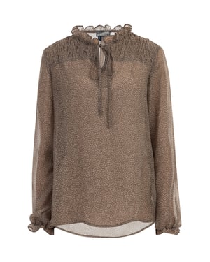 Dreimaster Blouse Dames olijf wol wit