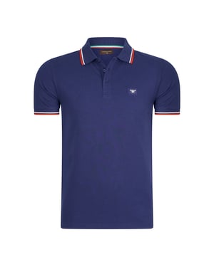 Cappuccino Italia Polo SS Polo Applikation Pique Blå