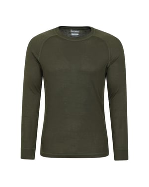 Mountain Warehouse Heren Talus Ronde Hals Thermo Top met Lange Mouwen (Kaki Groen)