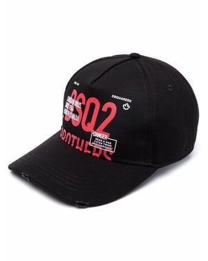 Dsquared2 Brothers Printed Cotton Gabardine Cap Black