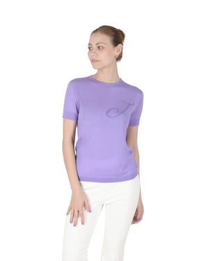 Crown Of Edinburgh Cashmere Short Sleeve Art 003 Lilac Letter J