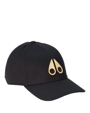 Moose Knuckles Mens Gold Logo Icon Cap Black