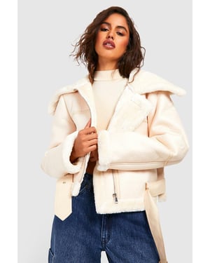 Bonded Faux Fur Pu Aviator