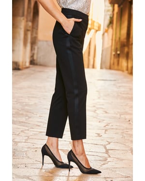 Black Satin Stripe Tuxedo Trousers
