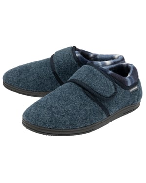 Velcro Slippers voor Mannen | Dunlop | Geheugenfoam | Orthopedisch | Makkelijk Sluiten | Huis Slaapkamer Binnen - Marineblauw