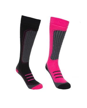 Trespass Womens/Ladies Janus II Ski Socks (Pack Of 2) (Cassis/black)