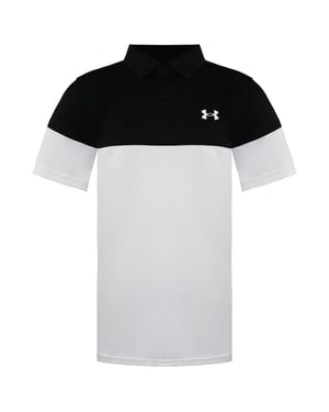 Under Armour kortärmad polotröja med krage i svartvitt och Kid Blocked 1366428 001