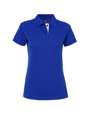 Asquith & Fox Womens/Ladies Short Sleeve Contrast Polo Shirt (Royal/ White)
