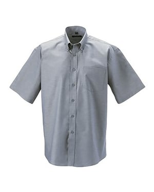 Russell Collectie Heren Korte Mouw Easy Care Oxford Shirt (Zilvergrijs)
