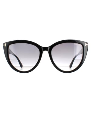 Tom Ford Cat Eye Womens Shiny Black Smoke Gradient Isabella FT0915
