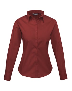 Premier Dames/Dames Popeline Blouse met Lange Mouwen (Bourgondië)