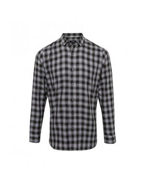 Premier Heren Mulligan Check shirt met lange mouwen (Staal/Zwart)