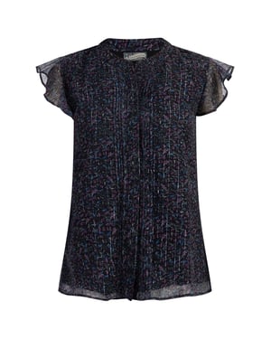 Dreimaster Blouseshirt met ruchemouwen Dames Zwarte bloemenprint