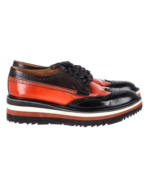 Prada Flatform Derby Brogue Snörskor i Svart Läder
