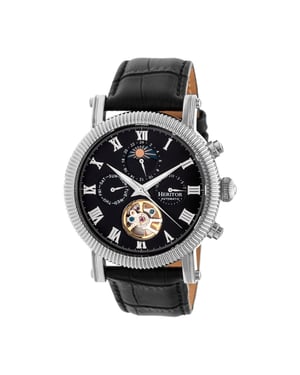 Heritor automatisch Winston semi-skelet lederen band horloge