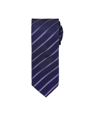 Premier Mens Stripe Tie (Navy/Purple)