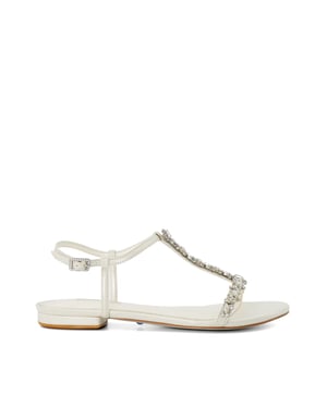 Dune Ladies Nuptuals - Jewel Embellished Flat T-Bar Wedding Sandals