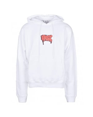 Witte hoodie met gebroken wit graffiti-verflogo