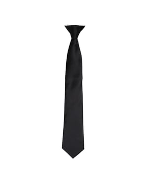 Premier Kleuren Heren Satin Clip Tie (Zwart)