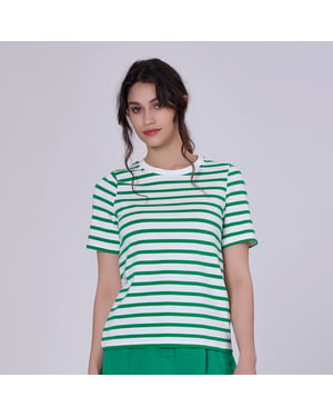 T-shirt i bomull med ränder