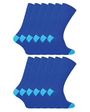 12 Paar Multipack Heren Zwarte Katoenen Sokken | Sock Snob | Ademend Crew Met Verstevigde Hiel en Teen - Blauw