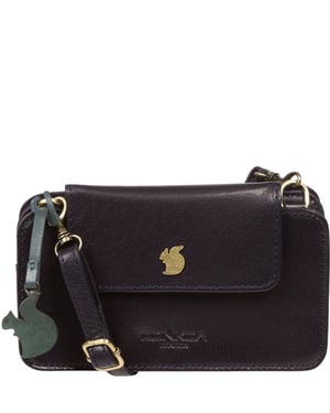 'Little Wonder' Navy Leather Cross Body Clutch Bag