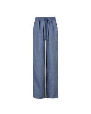 Blauwe denim broek met wijde pijpen