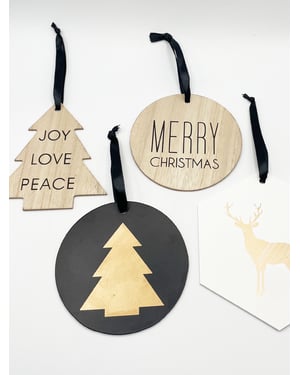 4 Pack Wooden Christmas Tree Ornaments