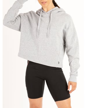 Luke 1977 Womens Cobra Cropped Workout Hoodie in Light Grey