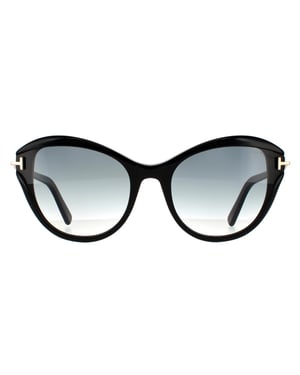 Tom Ford zonnebril Leigh FT0850 01B Shiny Black Smoke Gradiënt
