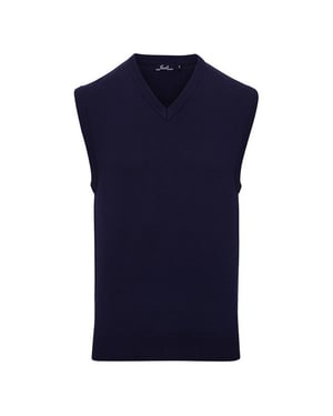 Premier Mens Knitted Sleeveless Sweater Vest (Navy)