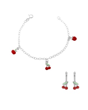 Orphelia 'Apple' Child's 925 Sterling Silver Set: Bracelet + Earrings - Silver SET-7149/2