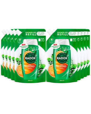 Radox Mineral Therapy Shower Gel Refill Pouch Feel Refreshed 500ml, 10 Pack